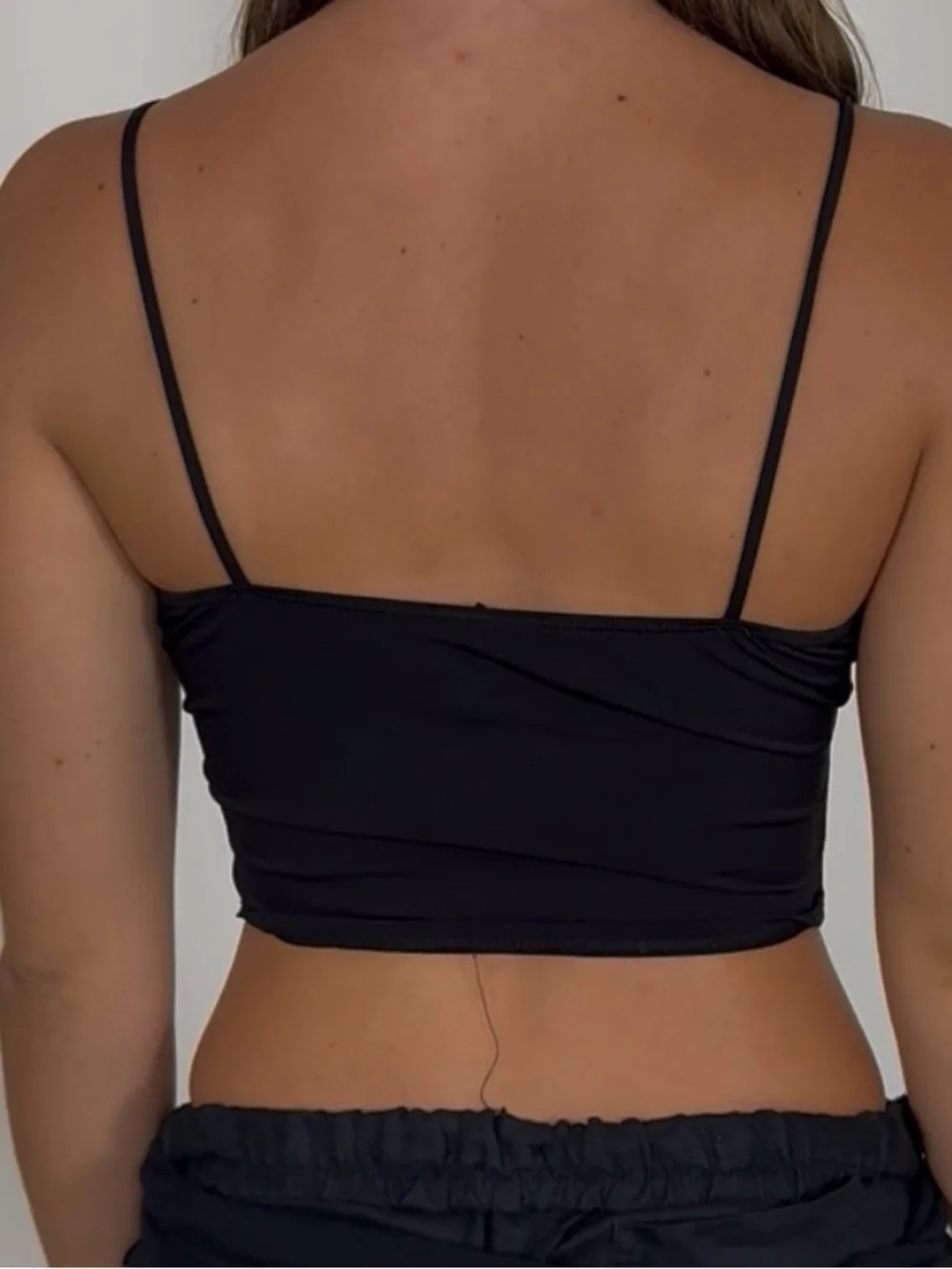 Rue21 Black Sheer Ruched Crop Cami - Picture 2 of 5
